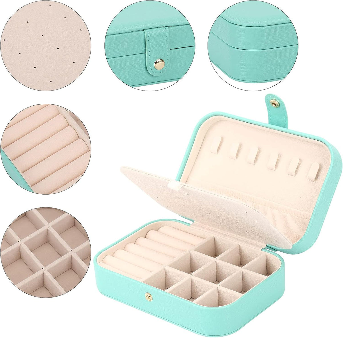 Small Jewelry Box Storage Organizer Jewelry case Travel Jewelry Organizer | Jewelry Box Necklace Ring Storage Organizer Mini Jewelry case Double Layer Travel Jewelry Organizer for Women Girls Gift