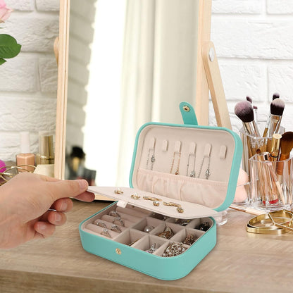 Small Jewelry Box Storage Organizer Jewelry case Travel Jewelry Organizer | Jewelry Box Necklace Ring Storage Organizer Mini Jewelry case Double Layer Travel Jewelry Organizer for Women Girls Gift