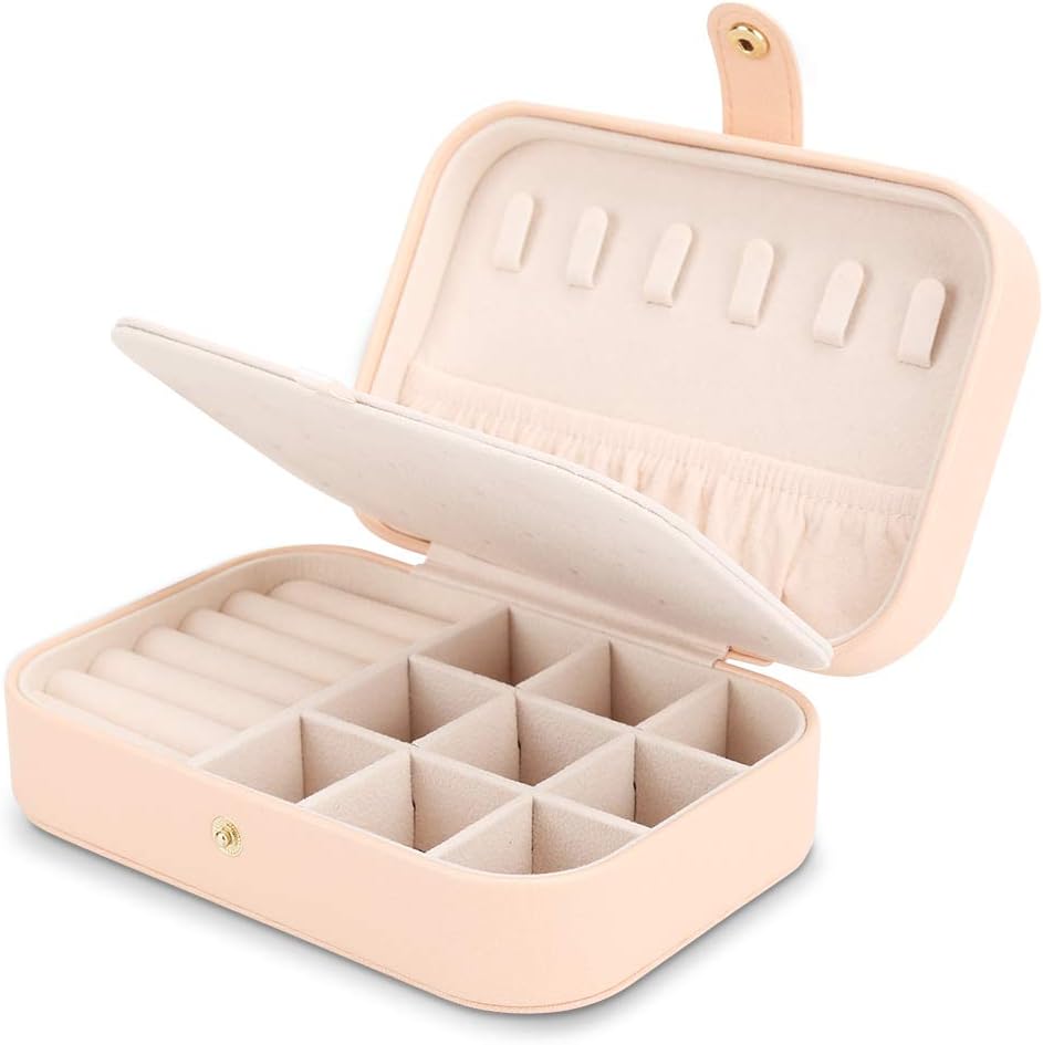 Small Jewelry Box Storage Organizer Jewelry case Travel Jewelry Organizer | Jewelry Box Necklace Ring Storage Organizer Mini Jewelry case Double Layer Travel Jewelry Organizer for Women Girls Gift