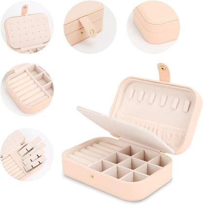 Small Jewelry Box Storage Organizer Jewelry case Travel Jewelry Organizer | Jewelry Box Necklace Ring Storage Organizer Mini Jewelry case Double Layer Travel Jewelry Organizer for Women Girls Gift
