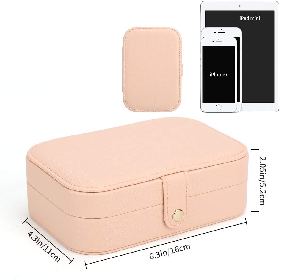 Small Jewelry Box Storage Organizer Jewelry case Travel Jewelry Organizer | Jewelry Box Necklace Ring Storage Organizer Mini Jewelry case Double Layer Travel Jewelry Organizer for Women Girls Gift