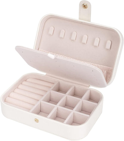 Small Jewelry Box Storage Organizer Jewelry case Travel Jewelry Organizer | Jewelry Box Necklace Ring Storage Organizer Mini Jewelry case Double Layer Travel Jewelry Organizer for Women Girls Gift