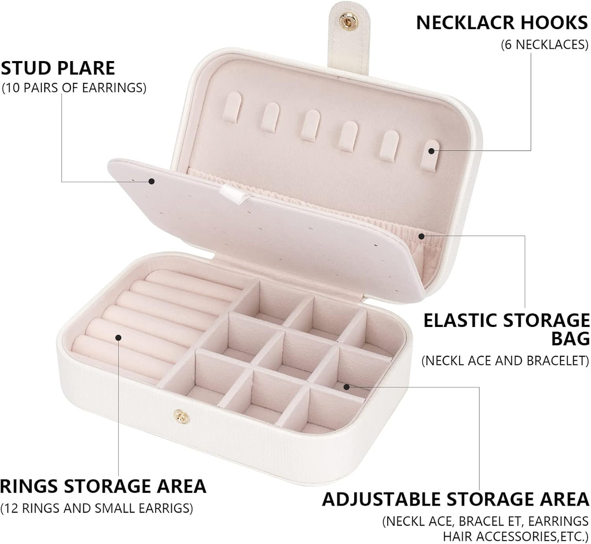 Small Jewelry Box Storage Organizer Jewelry case Travel Jewelry Organizer | Jewelry Box Necklace Ring Storage Organizer Mini Jewelry case Double Layer Travel Jewelry Organizer for Women Girls Gift