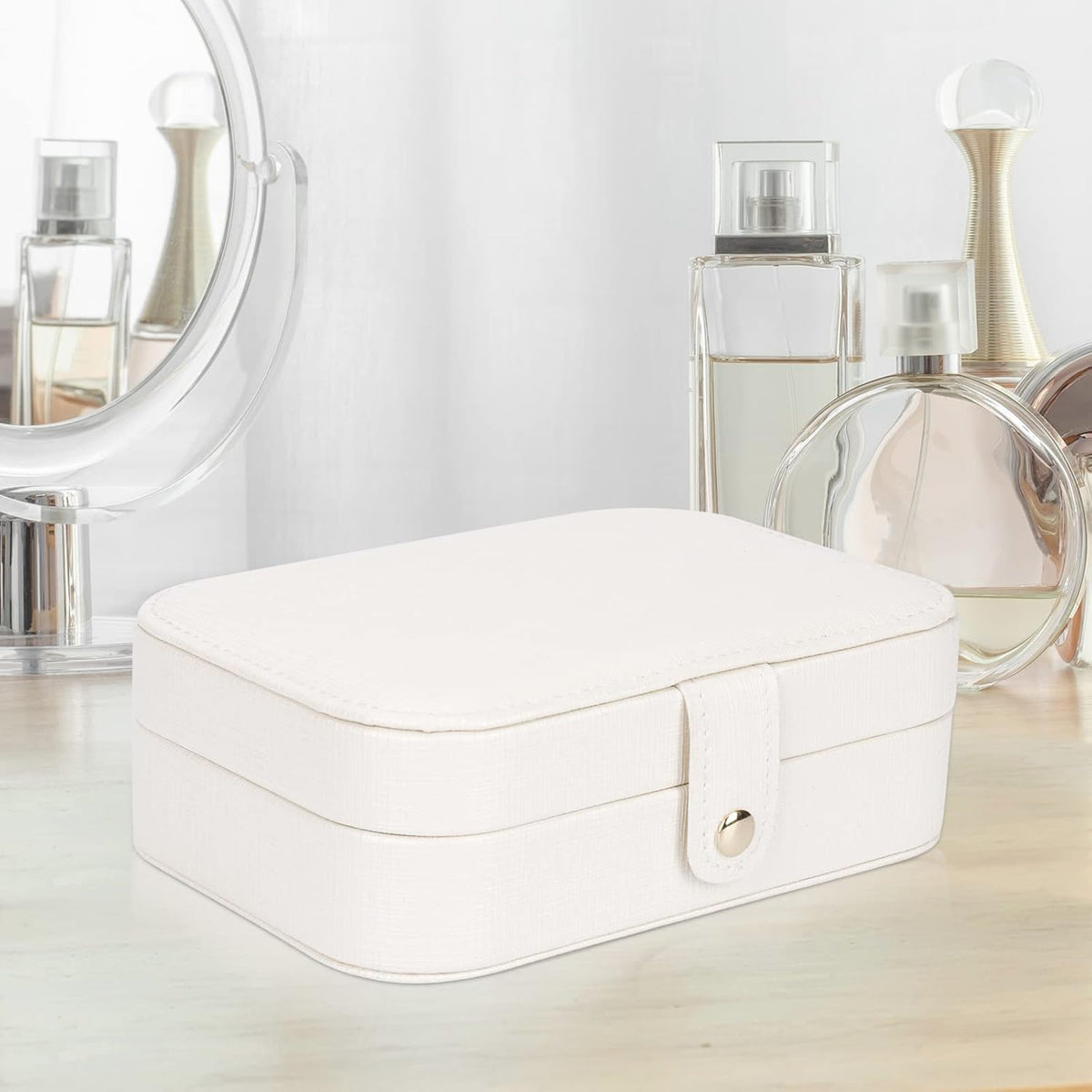 Small Jewelry Box Storage Organizer Jewelry case Travel Jewelry Organizer | Jewelry Box Necklace Ring Storage Organizer Mini Jewelry case Double Layer Travel Jewelry Organizer for Women Girls Gift