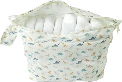 Wet Dry Bag for Diapers, Swimsuits & Daycare - Dual Compartment, Waterproof, Machine Washable Travel Pouch for Pool, Beach & On-the-Go - French Breakfast
