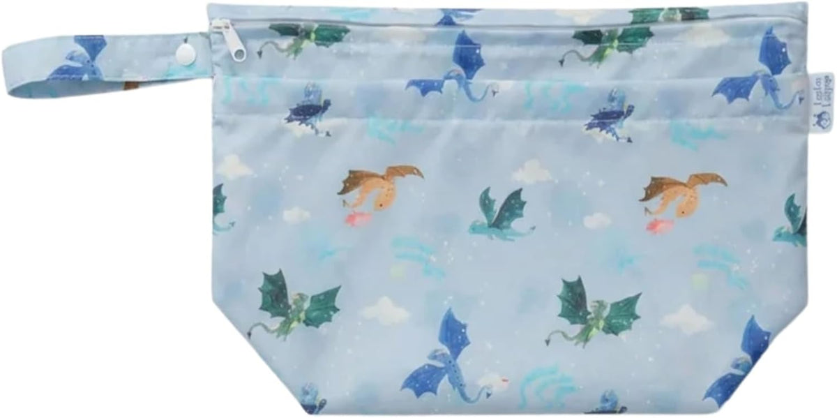 Wet Dry Bag for Diapers, Swimsuits & Daycare - Dual Compartment, Waterproof, Machine Washable Travel Pouch for Pool, Beach & On-the-Go - French Breakfast