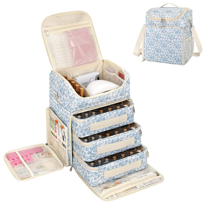 Extra Large Nail Polish Organizer Backpack, Nail Storage Bag | Holds 86 to 100+ Bottles, Full Size Lamp Compatible, 2 Removable Pouches, Portable Travel Case, For Nail Tech Kit