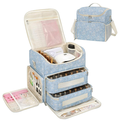 Extra Large Nail Polish Organizer Backpack, Nail Storage Bag | Holds 86 to 100+ Bottles, Full Size Lamp Compatible, 2 Removable Pouches, Portable Travel Case, For Nail Tech Kit