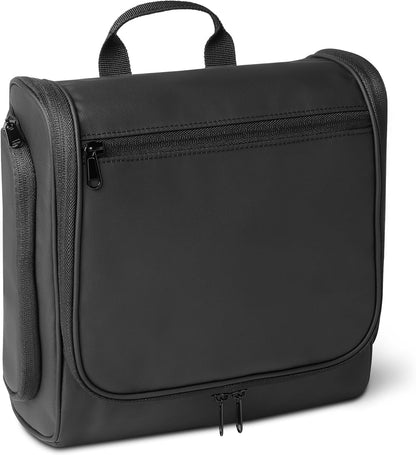 Waterproof Travel Toiletry Bag for Men and Women, Hanging Dopp Kit with Multiple Interior Pockets, 2 Side Pockets, Black, 10" x 4" x 10"