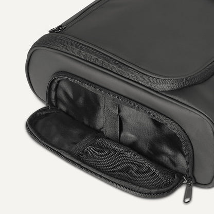 Waterproof Travel Toiletry Bag for Men and Women, Hanging Dopp Kit with Multiple Interior Pockets, 2 Side Pockets, Black, 10" x 4" x 10"