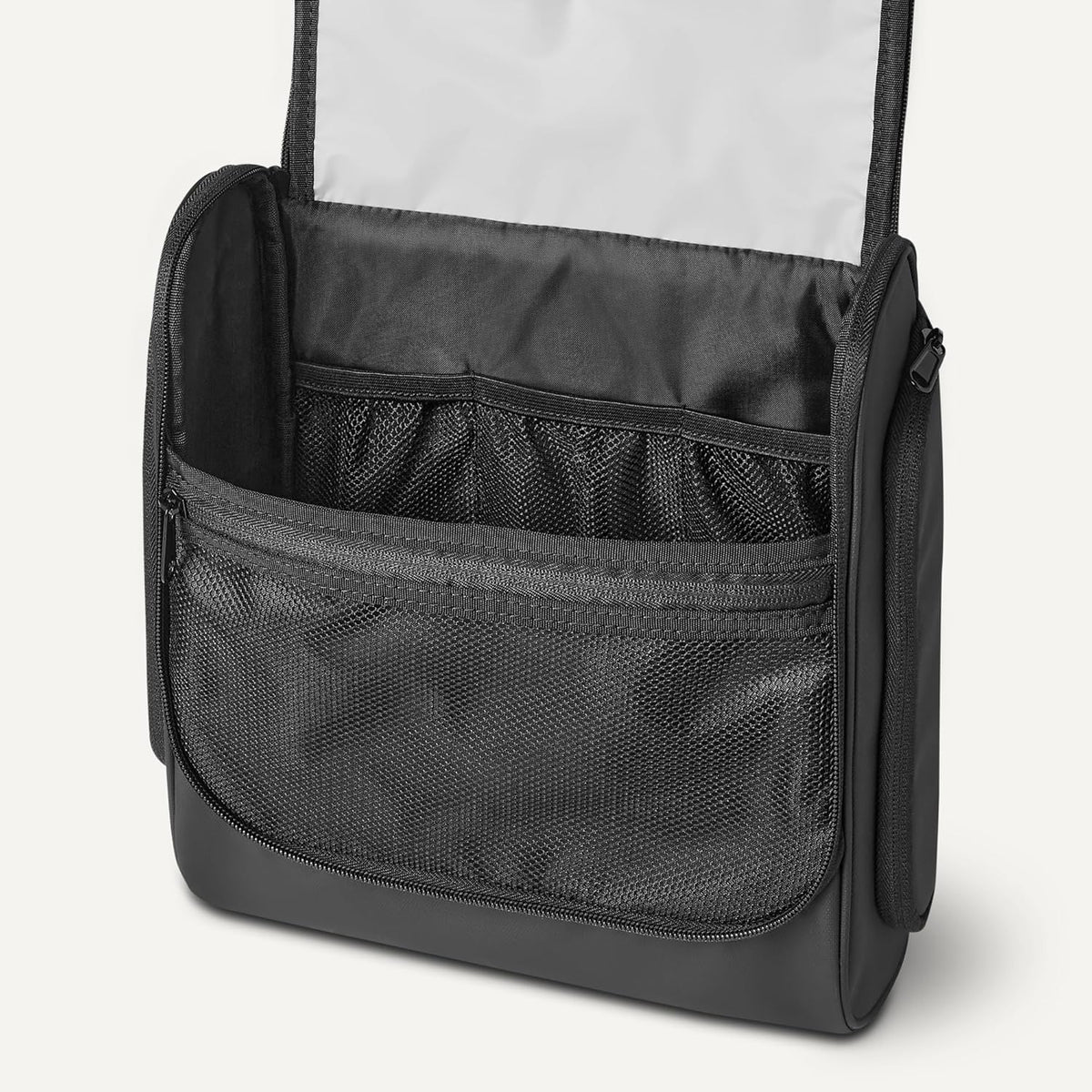 Waterproof Travel Toiletry Bag for Men and Women, Hanging Dopp Kit with Multiple Interior Pockets, 2 Side Pockets, Black, 10" x 4" x 10"