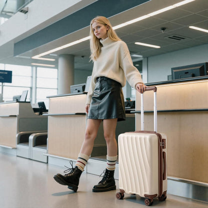 Carry on Luggage Sets 22x14x9 Airline Approved Durable Travel Luggage Suitcases with Wheels,ABS Hard Case Suitcases with Spinner Wheels,(Orange, Sets(20"/DB/TB))