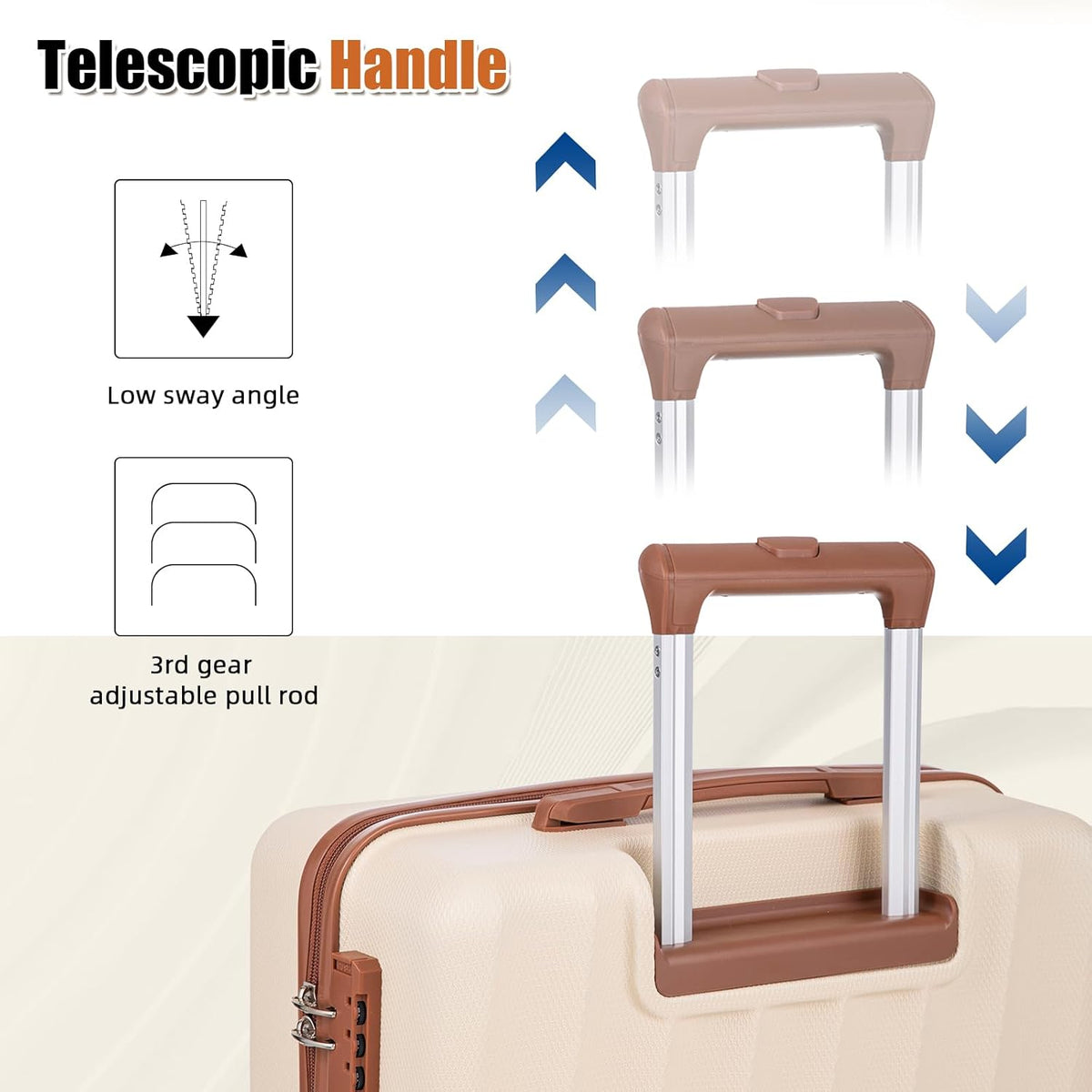 Carry on Luggage Sets 22x14x9 Airline Approved Durable Travel Luggage Suitcases with Wheels,ABS Hard Case Suitcases with Spinner Wheels,(Orange, Sets(20"/DB/TB))