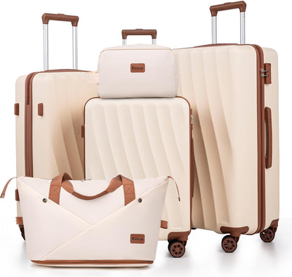 Carry on Luggage Sets 22x14x9 Airline Approved Durable Travel Luggage Suitcases with Wheels,ABS Hard Case Suitcases with Spinner Wheels,(Orange, Sets(20"/DB/TB))