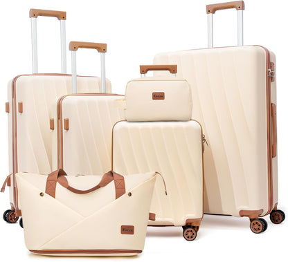 Carry on Luggage Sets 22x14x9 Airline Approved Durable Travel Luggage Suitcases with Wheels,ABS Hard Case Suitcases with Spinner Wheels,(Orange, Sets(20"/DB/TB))