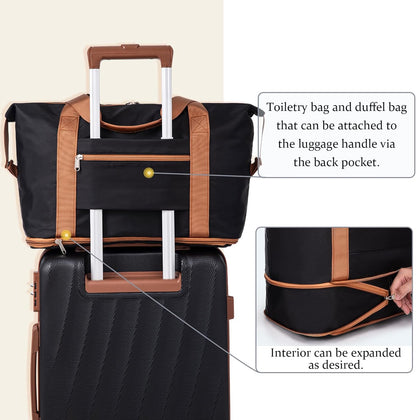 Carry on Luggage Sets 22x14x9 Airline Approved Durable Travel Luggage Suitcases with Wheels,ABS Hard Case Suitcases with Spinner Wheels,(Orange, Sets(20"/DB/TB))