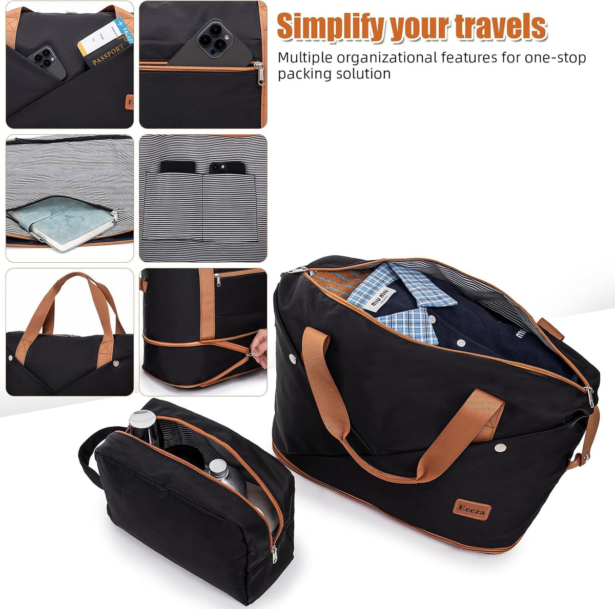 Carry on Luggage Sets 22x14x9 Airline Approved Durable Travel Luggage Suitcases with Wheels,ABS Hard Case Suitcases with Spinner Wheels,(Orange, Sets(20"/DB/TB))