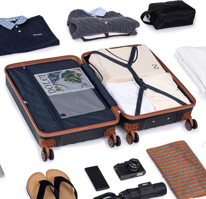 Carry on Luggage Sets 22x14x9 Airline Approved Durable Travel Luggage Suitcases with Wheels,ABS Hard Case Suitcases with Spinner Wheels,(Orange, Sets(20"/DB/TB))