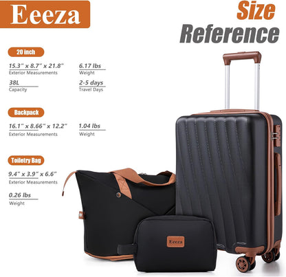Carry on Luggage Sets 22x14x9 Airline Approved Durable Travel Luggage Suitcases with Wheels,ABS Hard Case Suitcases with Spinner Wheels,(Orange, Sets(20"/DB/TB))