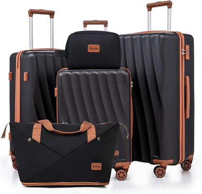 Carry on Luggage Sets 22x14x9 Airline Approved Durable Travel Luggage Suitcases with Wheels,ABS Hard Case Suitcases with Spinner Wheels,(Orange, Sets(20"/DB/TB))