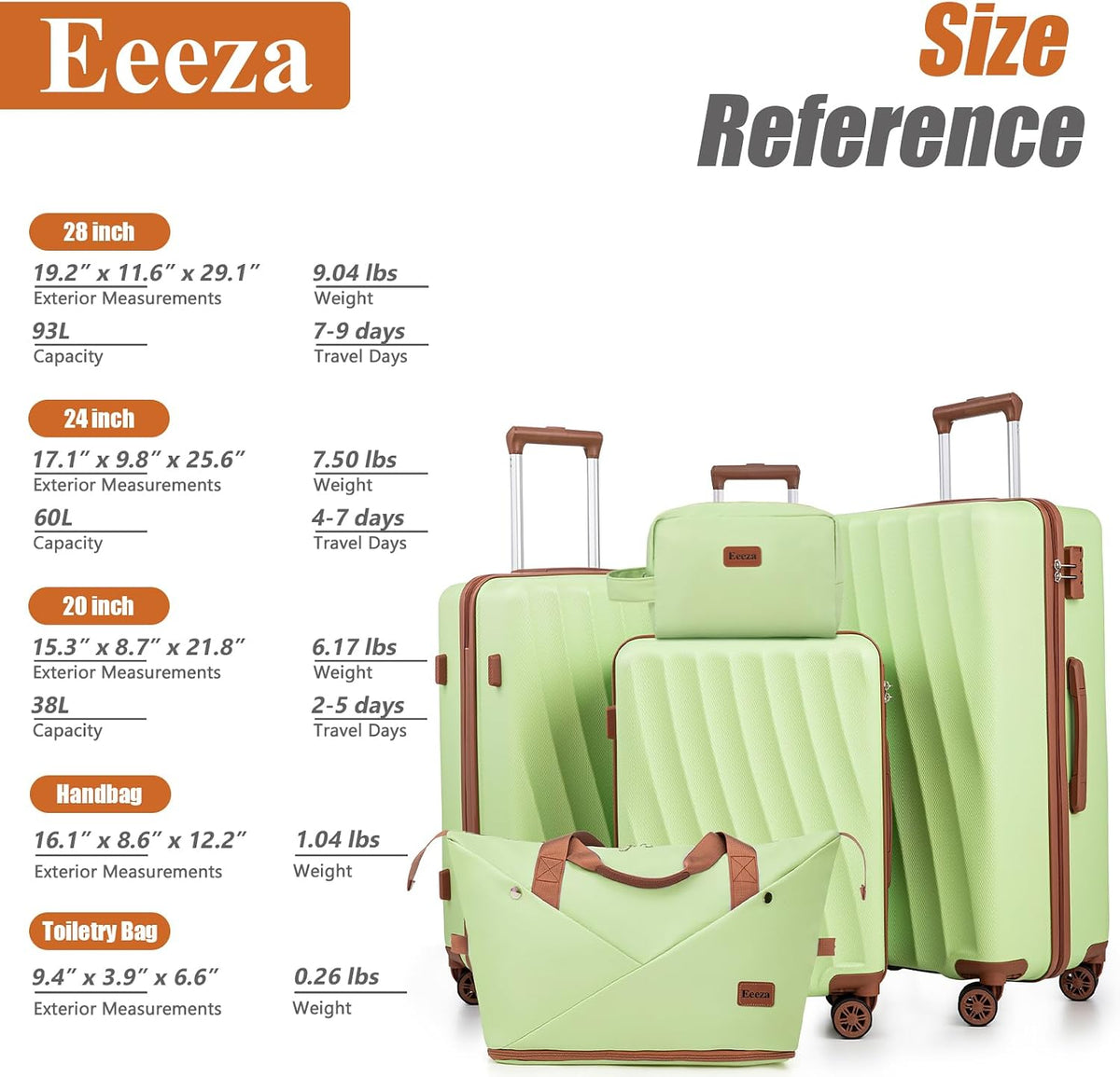 Carry on Luggage Sets 22x14x9 Airline Approved Durable Travel Luggage Suitcases with Wheels,ABS Hard Case Suitcases with Spinner Wheels,(Orange, Sets(20"/DB/TB))