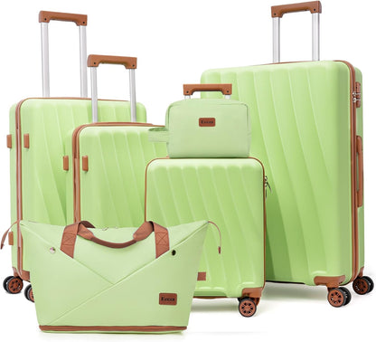 Carry on Luggage Sets 22x14x9 Airline Approved Durable Travel Luggage Suitcases with Wheels,ABS Hard Case Suitcases with Spinner Wheels,(Orange, Sets(20"/DB/TB))