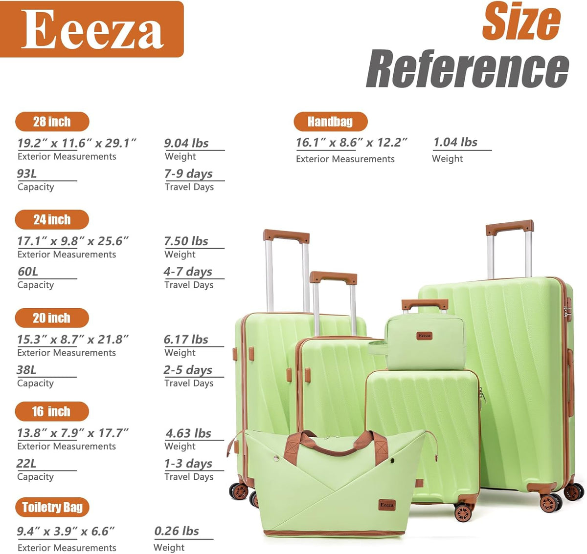 Carry on Luggage Sets 22x14x9 Airline Approved Durable Travel Luggage Suitcases with Wheels,ABS Hard Case Suitcases with Spinner Wheels,(Orange, Sets(20"/DB/TB))