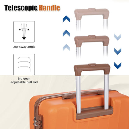 Carry on Luggage Sets 22x14x9 Airline Approved Durable Travel Luggage Suitcases with Wheels,ABS Hard Case Suitcases with Spinner Wheels,(Orange, Sets(20"/DB/TB))