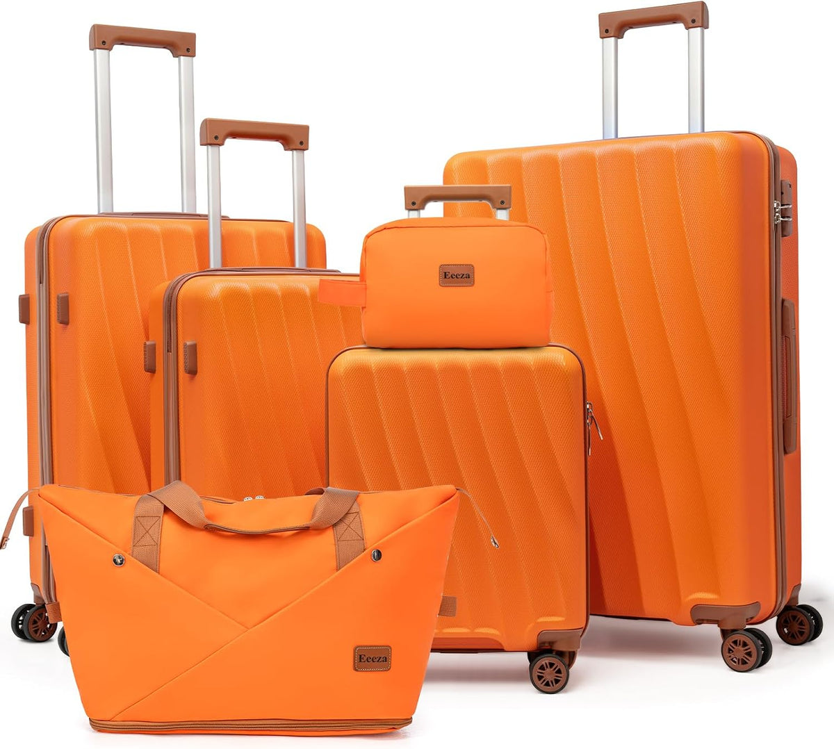 Carry on Luggage Sets 22x14x9 Airline Approved Durable Travel Luggage Suitcases with Wheels,ABS Hard Case Suitcases with Spinner Wheels,(Orange, Sets(20"/DB/TB))