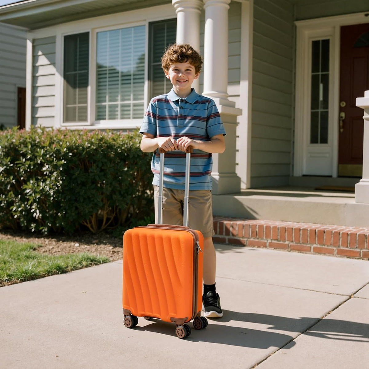 Carry on Luggage Sets 22x14x9 Airline Approved Durable Travel Luggage Suitcases with Wheels,ABS Hard Case Suitcases with Spinner Wheels,(Orange, Sets(20"/DB/TB))