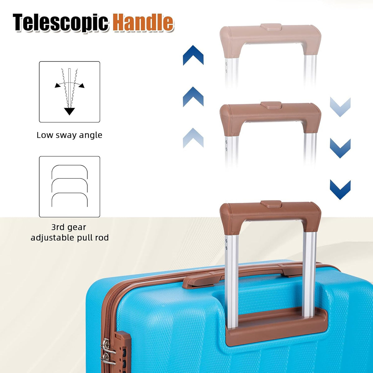 Carry on Luggage Sets 22x14x9 Airline Approved Durable Travel Luggage Suitcases with Wheels,ABS Hard Case Suitcases with Spinner Wheels,(Orange, Sets(20"/DB/TB))