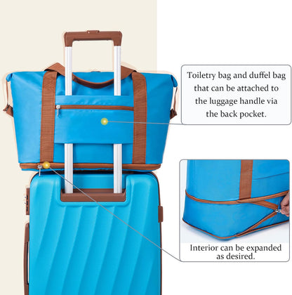 Carry on Luggage Sets 22x14x9 Airline Approved Durable Travel Luggage Suitcases with Wheels,ABS Hard Case Suitcases with Spinner Wheels,(Orange, Sets(20"/DB/TB))