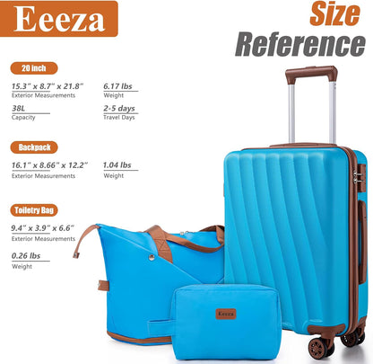 Carry on Luggage Sets 22x14x9 Airline Approved Durable Travel Luggage Suitcases with Wheels,ABS Hard Case Suitcases with Spinner Wheels,(Orange, Sets(20"/DB/TB))