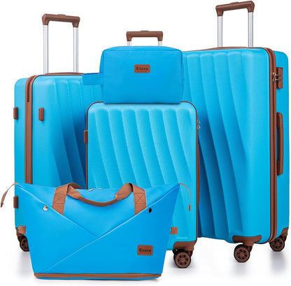 Carry on Luggage Sets 22x14x9 Airline Approved Durable Travel Luggage Suitcases with Wheels,ABS Hard Case Suitcases with Spinner Wheels,(Orange, Sets(20"/DB/TB))