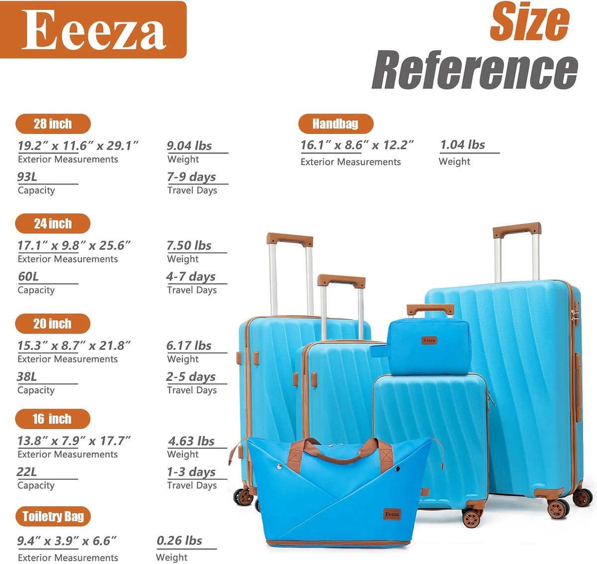Carry on Luggage Sets 22x14x9 Airline Approved Durable Travel Luggage Suitcases with Wheels,ABS Hard Case Suitcases with Spinner Wheels,(Orange, Sets(20"/DB/TB))