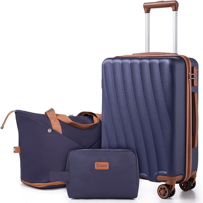 Carry on Luggage Sets 22x14x9 Airline Approved Durable Travel Luggage Suitcases with Wheels,ABS Hard Case Suitcases with Spinner Wheels,(Orange, Sets(20"/DB/TB))