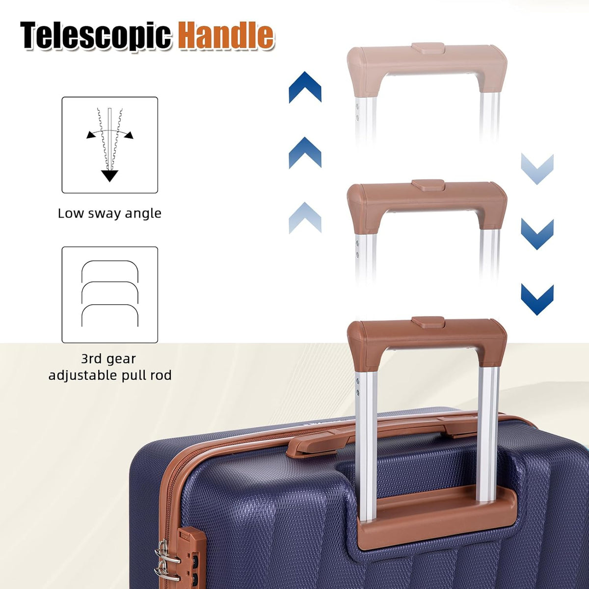Carry on Luggage Sets 22x14x9 Airline Approved Durable Travel Luggage Suitcases with Wheels,ABS Hard Case Suitcases with Spinner Wheels,(Orange, Sets(20"/DB/TB))