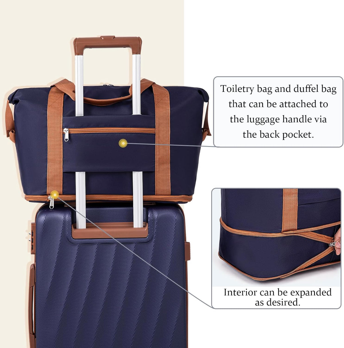 Carry on Luggage Sets 22x14x9 Airline Approved Durable Travel Luggage Suitcases with Wheels,ABS Hard Case Suitcases with Spinner Wheels,(Orange, Sets(20"/DB/TB))