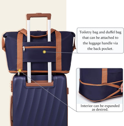 Carry on Luggage Sets 22x14x9 Airline Approved Durable Travel Luggage Suitcases with Wheels,ABS Hard Case Suitcases with Spinner Wheels,(Orange, Sets(20"/DB/TB))