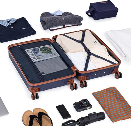 Carry on Luggage Sets 22x14x9 Airline Approved Durable Travel Luggage Suitcases with Wheels,ABS Hard Case Suitcases with Spinner Wheels,(Orange, Sets(20"/DB/TB))