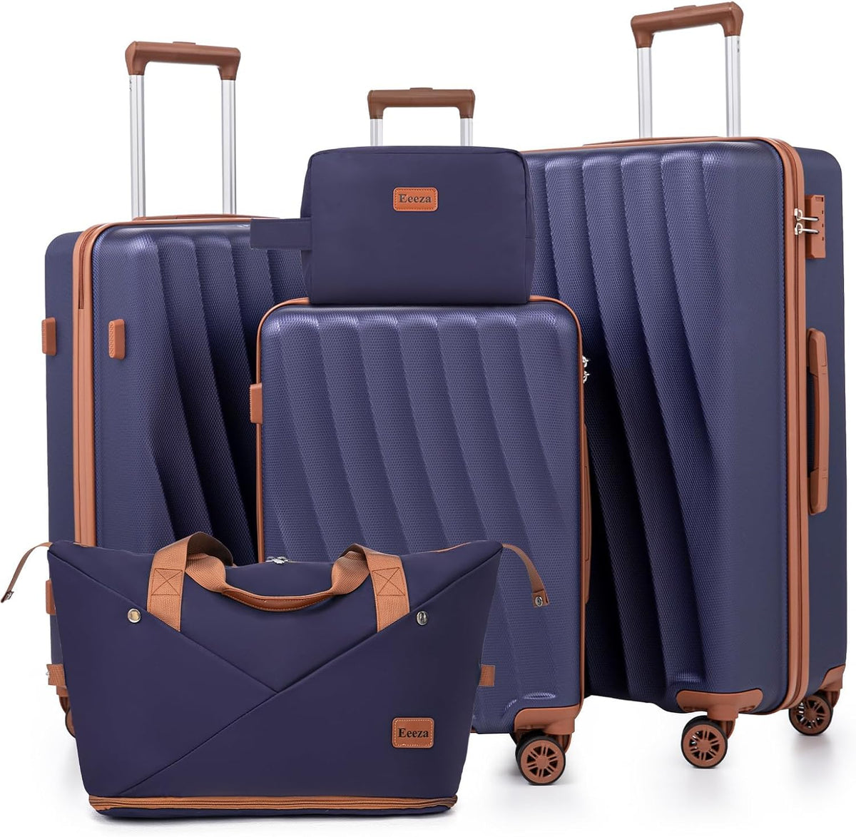 Carry on Luggage Sets 22x14x9 Airline Approved Durable Travel Luggage Suitcases with Wheels,ABS Hard Case Suitcases with Spinner Wheels,(Orange, Sets(20"/DB/TB))