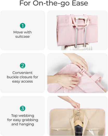 Garment Bags for Travel Foldable Carry on Suit Carrier for Hanging Clothes Stylish Dress Carrier Large Convertible Weekender Garment Bags for Women Men