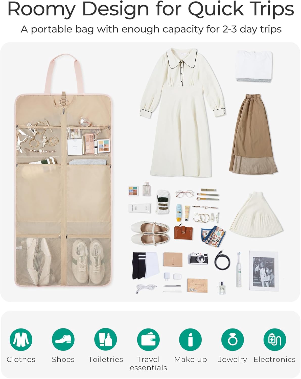 Garment Bags for Travel Foldable Carry on Suit Carrier for Hanging Clothes Stylish Dress Carrier Large Convertible Weekender Garment Bags for Women Men