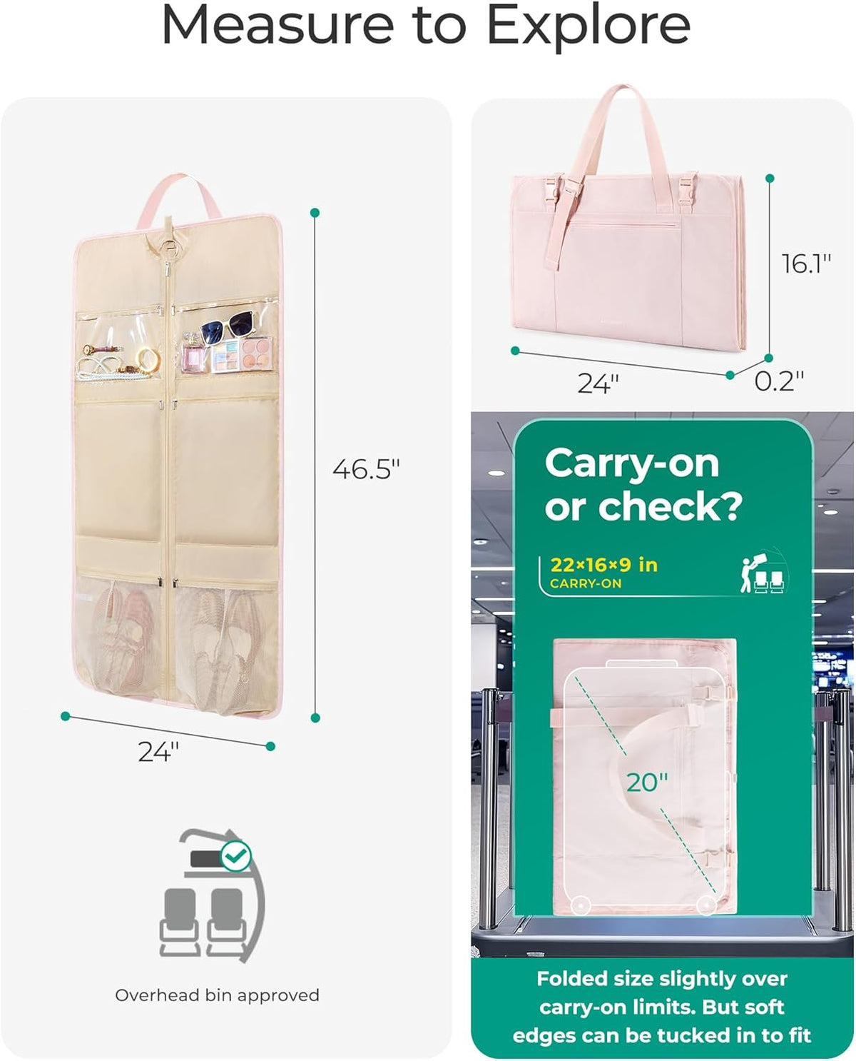 Garment Bags for Travel Foldable Carry on Suit Carrier for Hanging Clothes Stylish Dress Carrier Large Convertible Weekender Garment Bags for Women Men