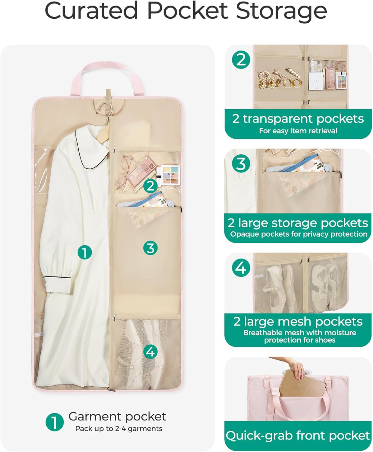 Garment Bags for Travel Foldable Carry on Suit Carrier for Hanging Clothes Stylish Dress Carrier Large Convertible Weekender Garment Bags for Women Men