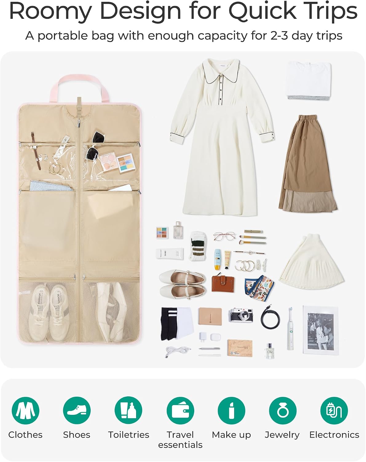Garment Bags for Travel Foldable Carry on Suit Carrier for Hanging Clothes Stylish Dress Carrier Large Convertible Weekender Garment Bags for Women Men