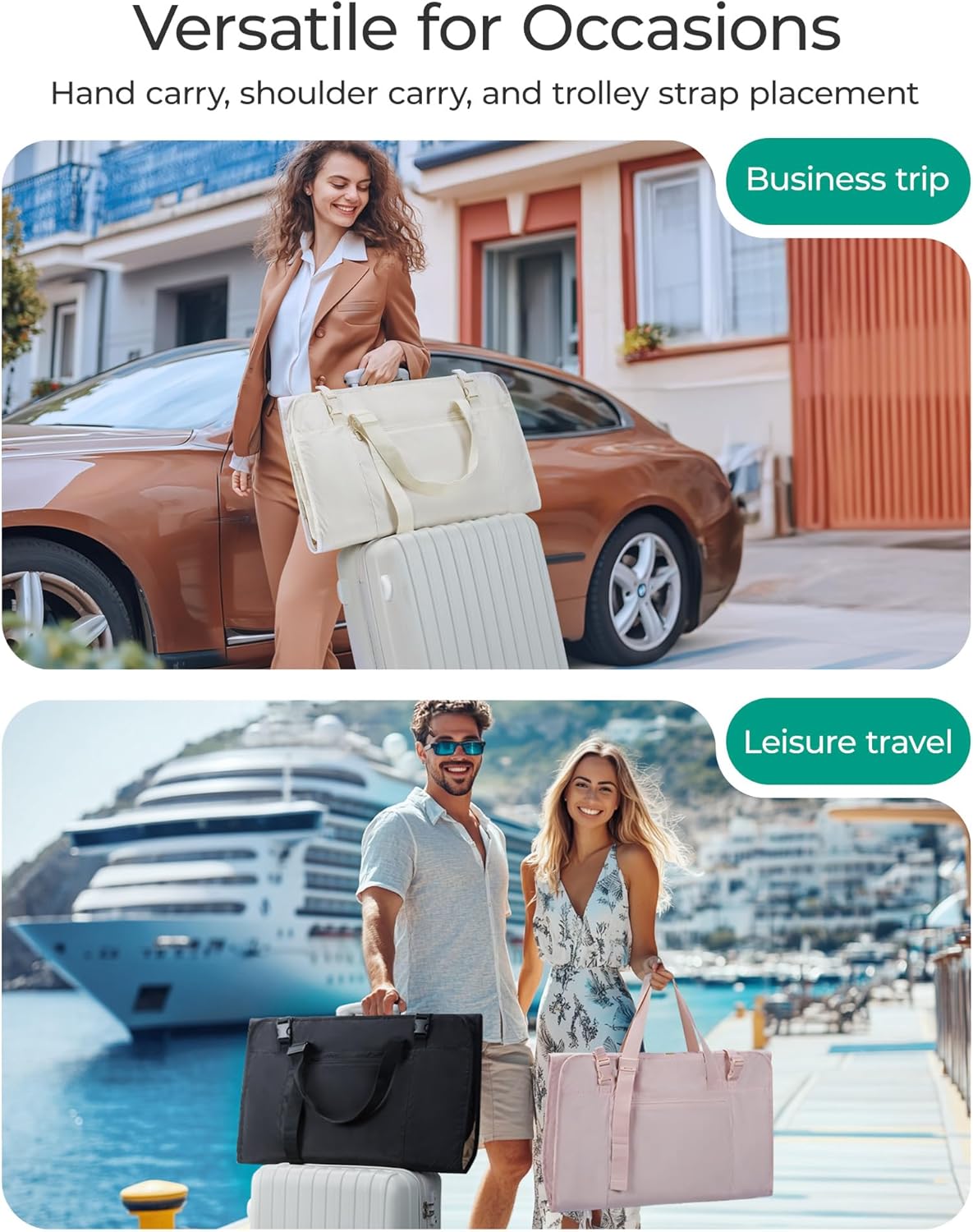Garment Bags for Travel Foldable Carry on Suit Carrier for Hanging Clothes Stylish Dress Carrier Large Convertible Weekender Garment Bags for Women Men