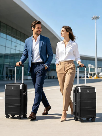 Expandable Carry On Luggage with USB Charging Port, Airline Approved PC Carry-On Suitcase with Spinner Wheels for Business trip, Hard Shell Suitcase for Travel