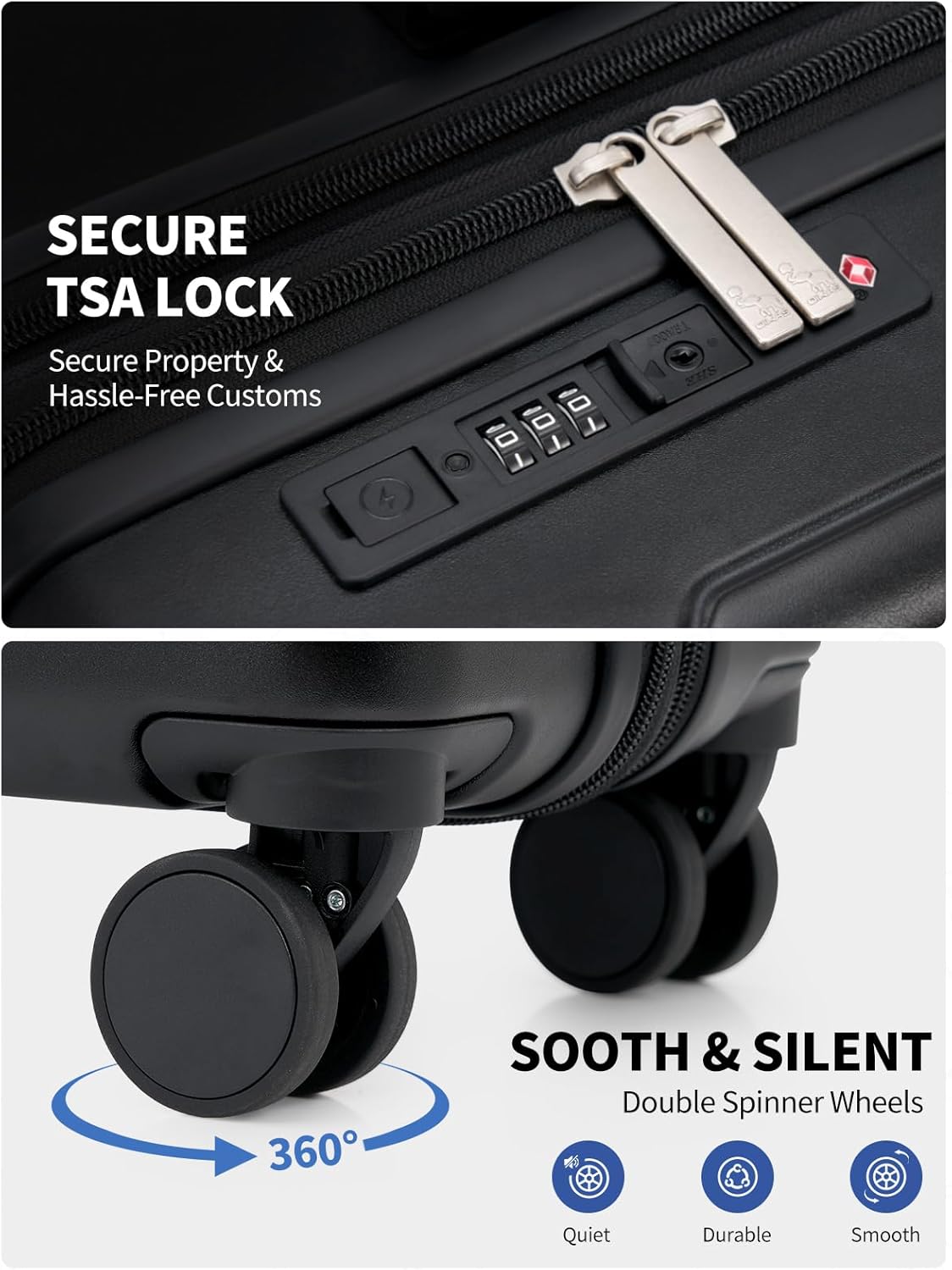 Expandable Carry On Luggage with USB Charging Port, Airline Approved PC Carry-On Suitcase with Spinner Wheels for Business trip, Hard Shell Suitcase for Travel