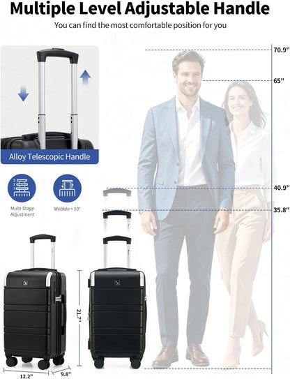 Expandable Carry On Luggage with USB Charging Port, Airline Approved PC Carry-On Suitcase with Spinner Wheels for Business trip, Hard Shell Suitcase for Travel